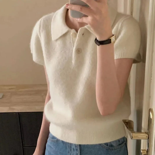 Elegancki sweter krótki rękaw – chic, wiosenny