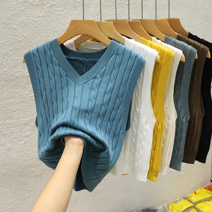 Bezrękawnik sweter V-neck – damski, klasyczny — Swetry — EldoradoShop