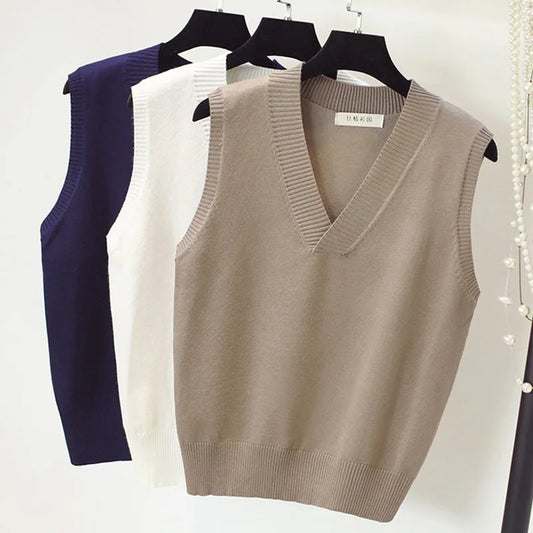 Kamizelka sweter – bez rękawów, solid, modna