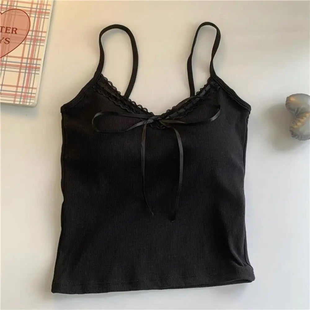 Koronkowy top z kokardą y2k – elegancki, crop top, streetwear — biała — Topy — EldoradoShop
