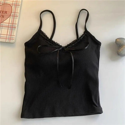 Koronkowy top z kokardą y2k – elegancki, crop top, streetwear — biała — Topy — EldoradoShop