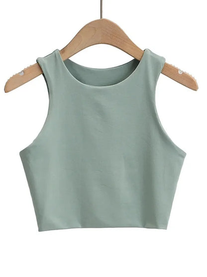 Letni top damski – slim fit, bez rękawów, okrągły dekolt — Topy — EldoradoShop