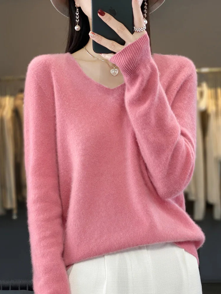 Kaszmirowy sweter merino V-neck – luksusowy