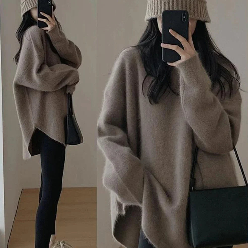 Sweter crop top – różne kolory, okrągły dekolt — Swetry — EldoradoShop