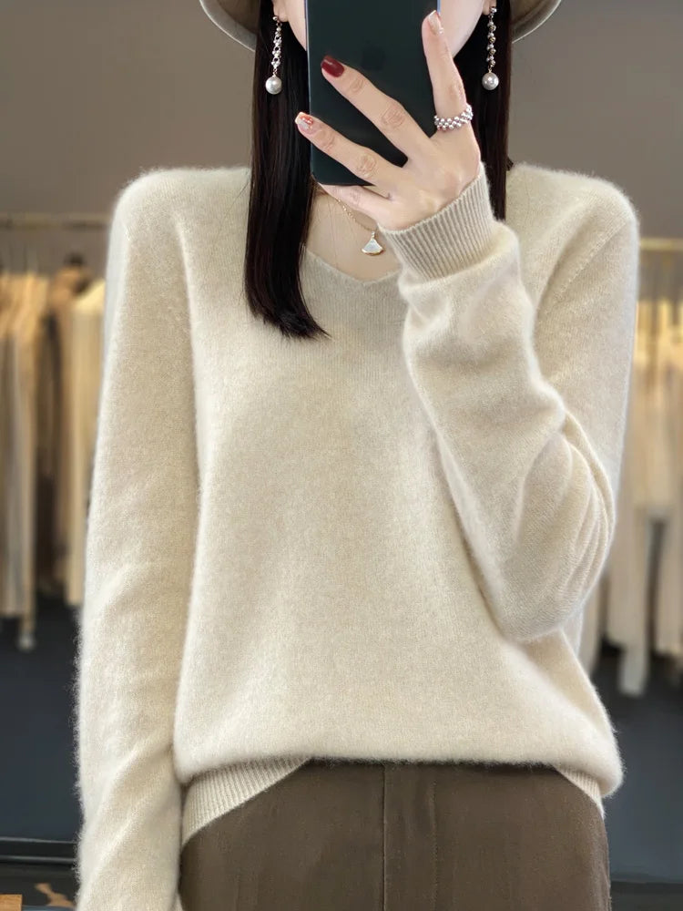 Kaszmirowy sweter merino V-neck – luksusowy