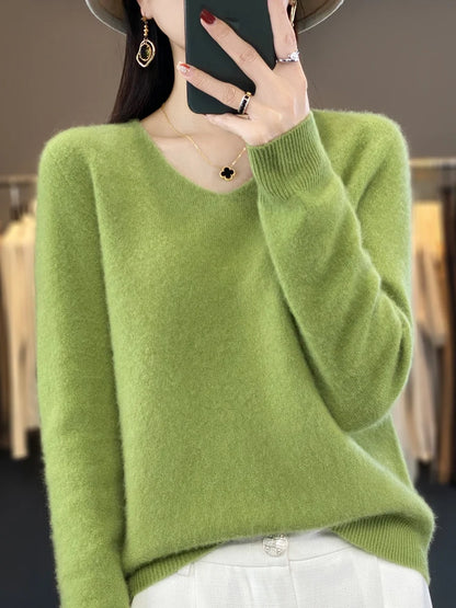 Kaszmirowy sweter merino V-neck – luksusowy — Swetry — EldoradoShop