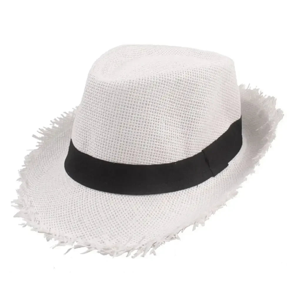 Słomkowy kapelusz kowbojski – unisex, szerokie rondo, UV