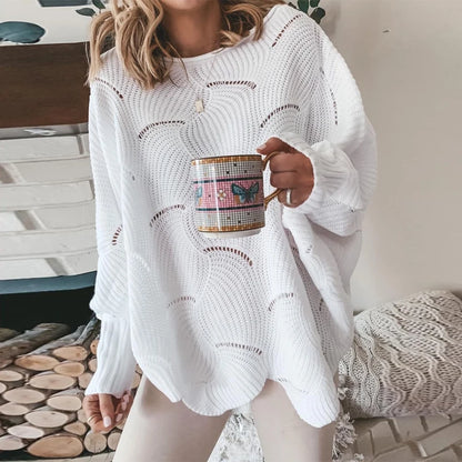 Ażurowy sweter oversize – kobiecy, jesienny