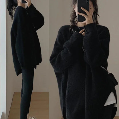 Sweter crop top – różne kolory, okrągły dekolt — Swetry — EldoradoShop