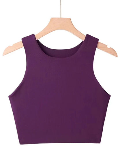 Letni top damski – slim fit, bez rękawów, okrągły dekolt