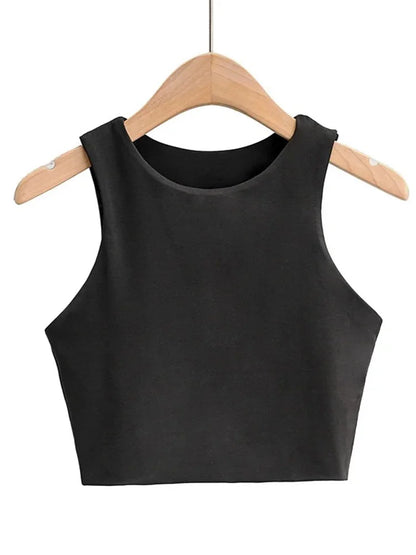 Letni top damski – slim fit, bez rękawów, okrągły dekolt — Topy — EldoradoShop