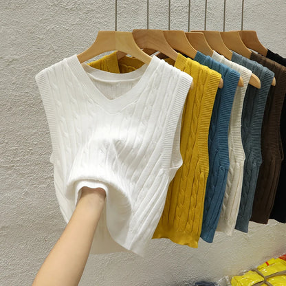 Bezrękawnik sweter V-neck – damski, klasyczny — Swetry — EldoradoShop