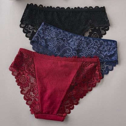 Koronkowe figi damskie – zestaw 3 szt., haftowane — Bielizna — EldoradoShop