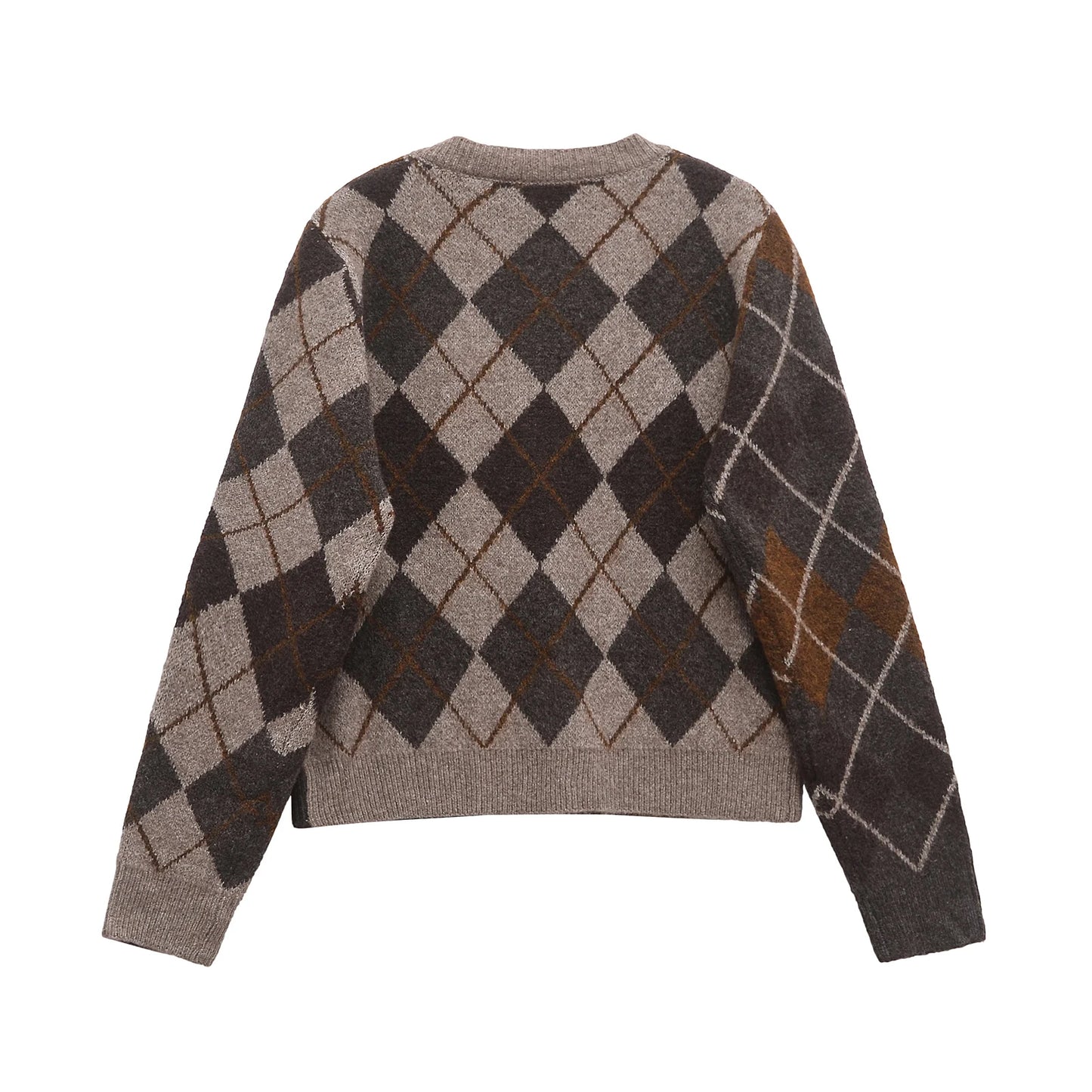 Kardigan z diamentowym wzorem – klasyczny, jesienny — Swetry — EldoradoShop