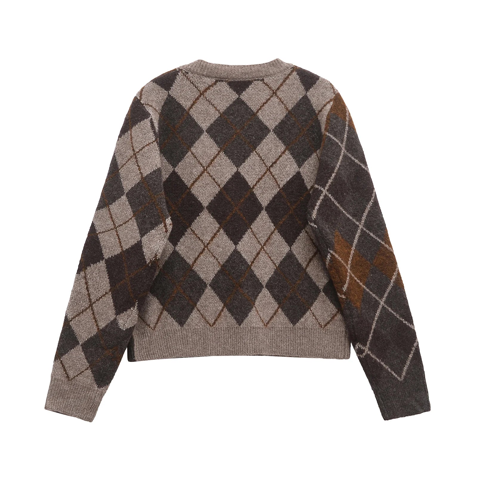 Kardigan z diamentowym wzorem – klasyczny, jesienny — Swetry — EldoradoShop