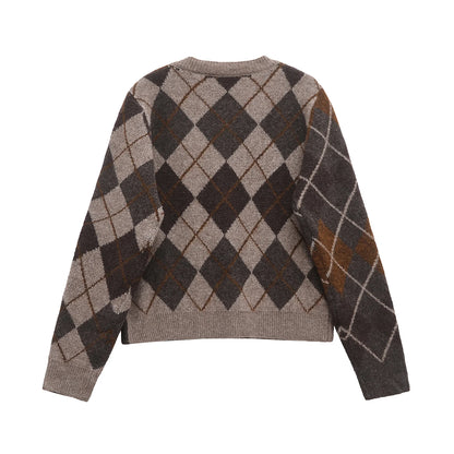 Kardigan z diamentowym wzorem – klasyczny, jesienny — Swetry — EldoradoShop