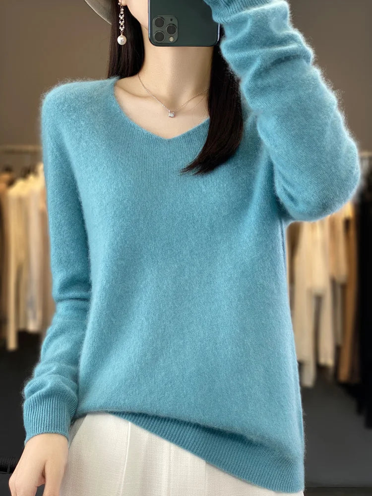 Kaszmirowy sweter merino V-neck – luksusowy — Swetry — EldoradoShop