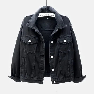 Klasyczna kurtka dżinsowa boyfriend – oversize, kolorowa, luźna — niebieska — Kurtki — EldoradoShop