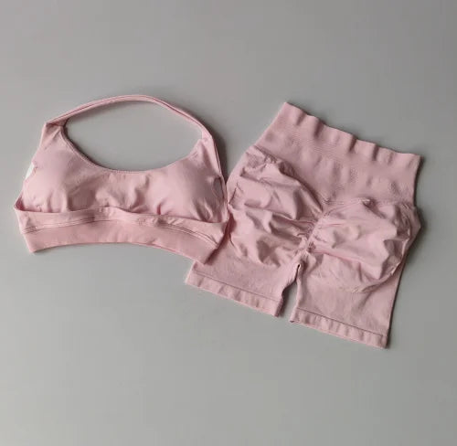 Sportowy komplet fitness – biustonosz i spodenki, wysoki stan — Szorty — EldoradoShop