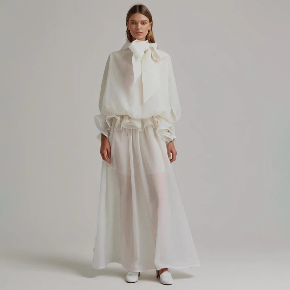 Elegancka sukienka maxi – golf, pół rękaw, luźna — Sukienka — EldoradoShop