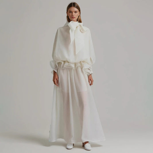 Elegancka sukienka maxi – golf, pół rękaw, luźna