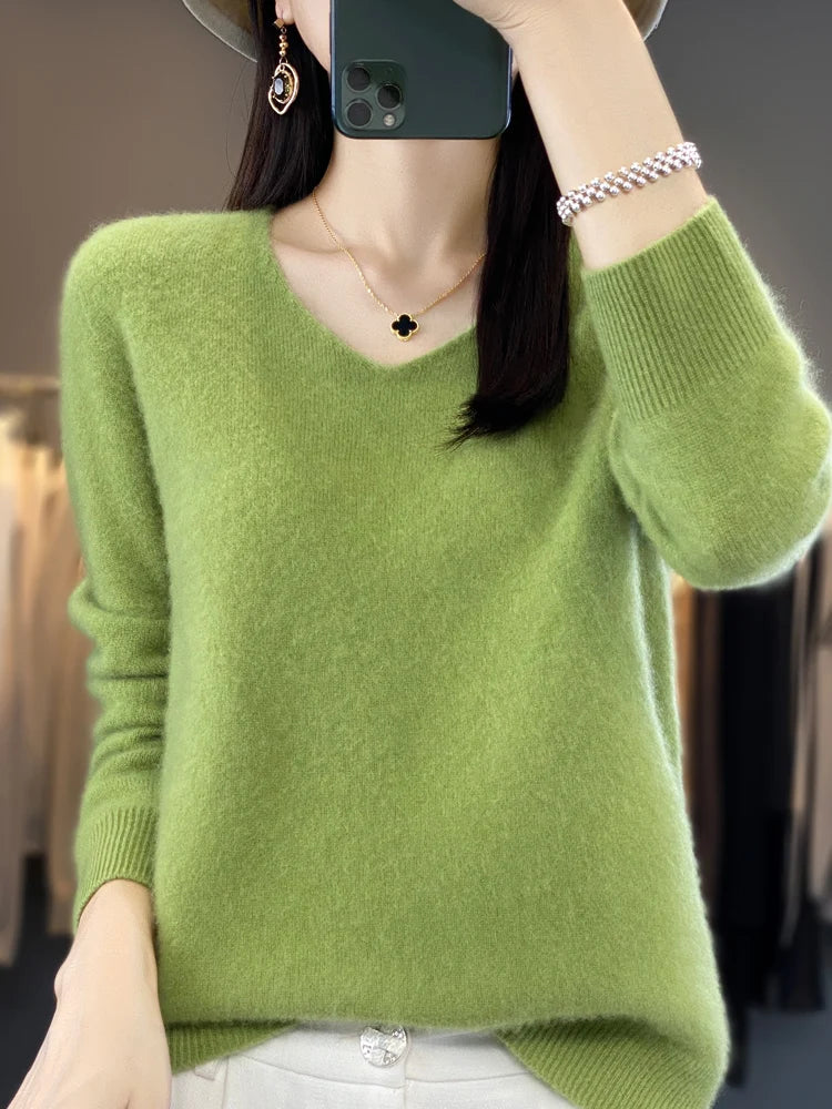 Kaszmirowy sweter merino V-neck – luksusowy