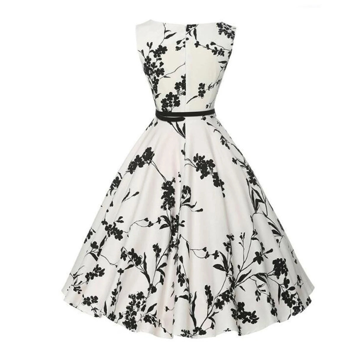 Sukienka vintage w kwiaty – rozkloszowana, retro — Sukienka — EldoradoShop