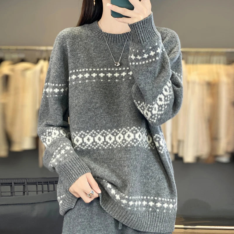 Wełniany sweter oversize – 100% wełna, ciepły — Swetry — EldoradoShop