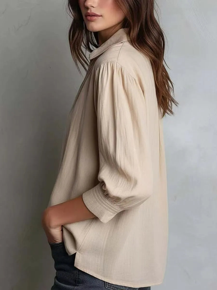 Lniana koszula oversize z zamkiem – damska, letnia — Koszule — EldoradoShop