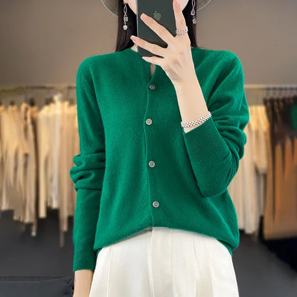 Kardigan merino 100% – zapinany, kobiecy, podstawowy