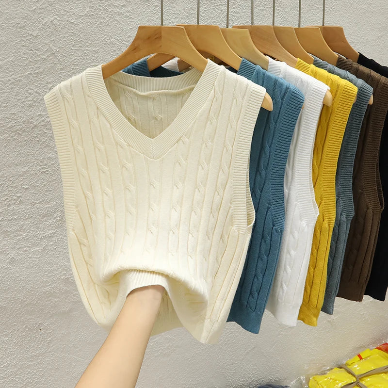 Bezrękawnik sweter V-neck – damski, klasyczny — Swetry — EldoradoShop