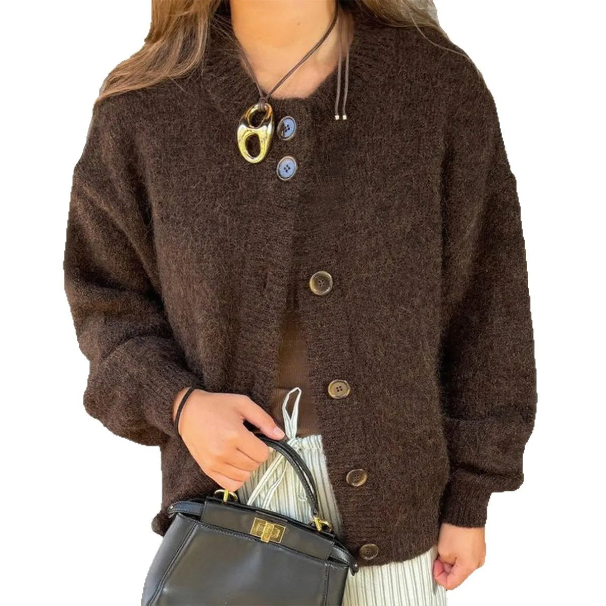 Kardigan jednorzędowy – jesienny, kobiecy — Swetry — EldoradoShop