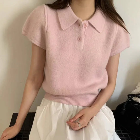 Elegancki sweter krótki rękaw – chic, wiosenny