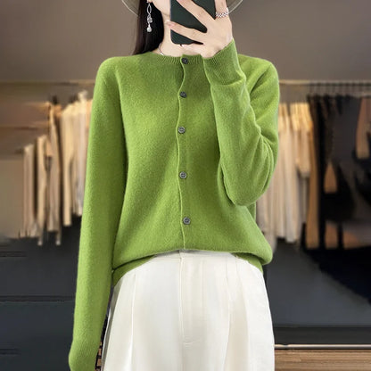 Kardigan merino 100% – zapinany, kobiecy, podstawowy