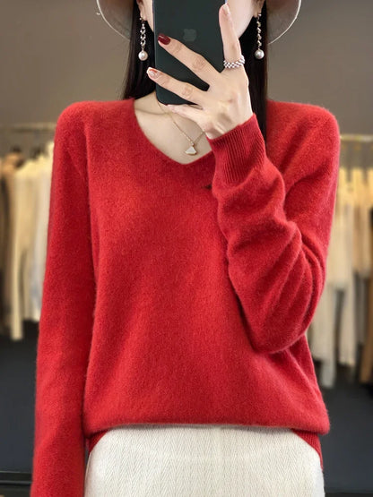 Kaszmirowy sweter merino V-neck – luksusowy