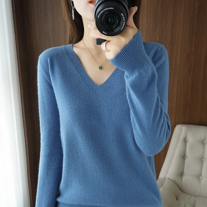 Sweter V-neck slim fit – kobiecy, 2026 — Swetry — EldoradoShop