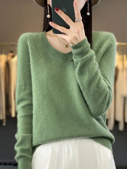 Kaszmirowy sweter merino V-neck – luksusowy — Swetry — EldoradoShop