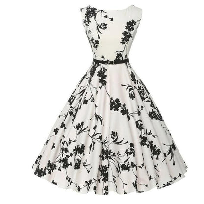 Sukienka vintage w kwiaty – rozkloszowana, retro — Sukienka — EldoradoShop
