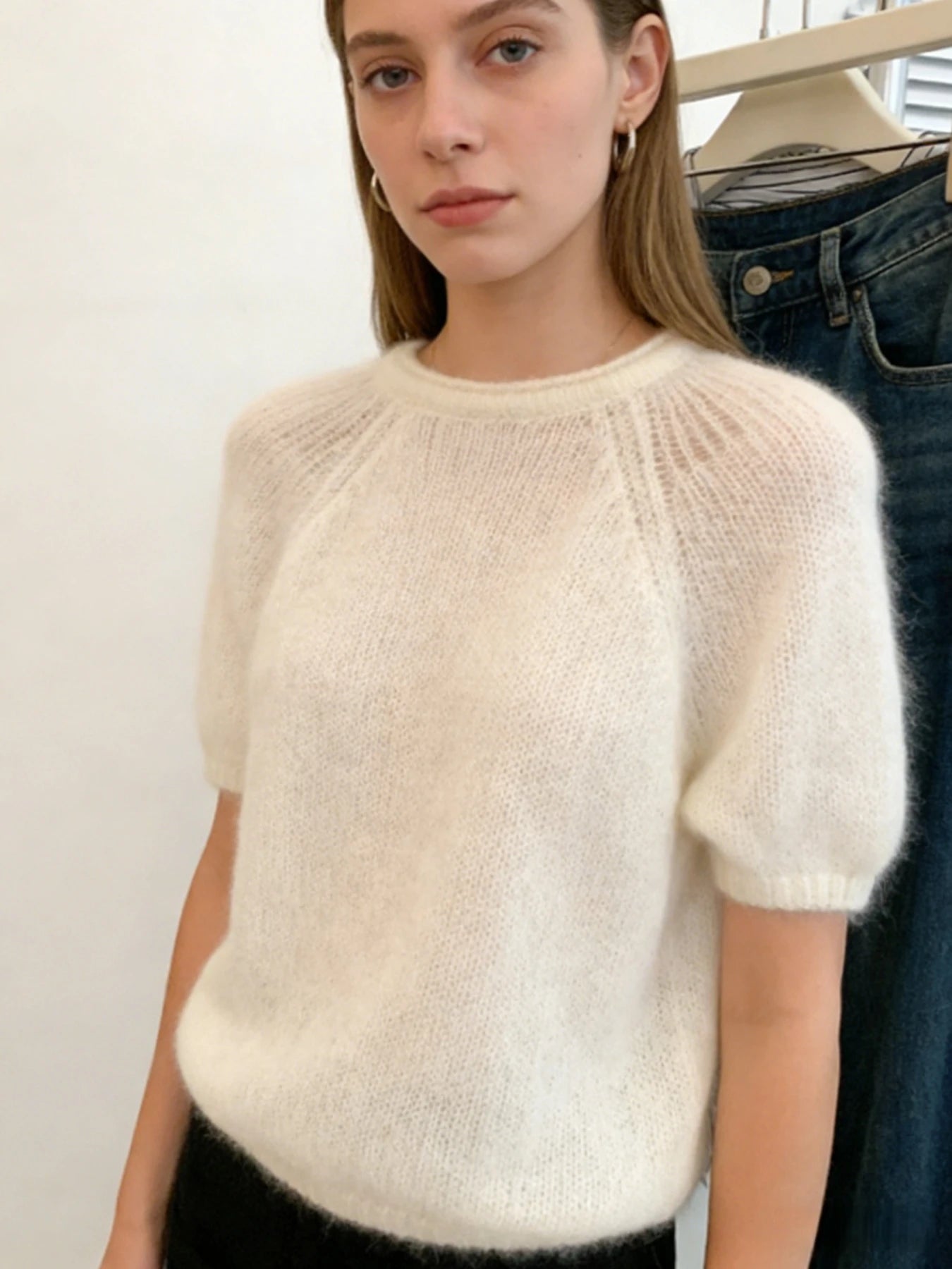 Krótki sweter ażurowy – letni, wiosenny — Swetry — EldoradoShop