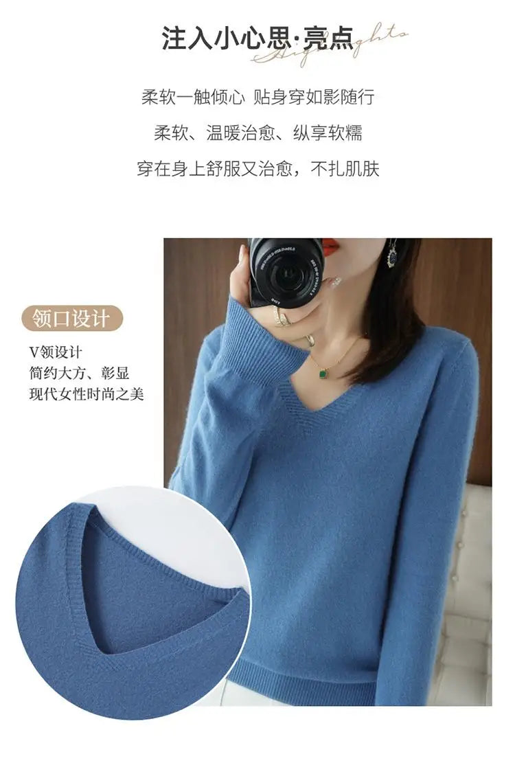 Sweter V-neck slim fit – kobiecy, 2026 — Swetry — EldoradoShop