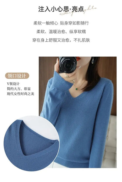 Sweter V-neck slim fit – kobiecy, 2026 — Swetry — EldoradoShop