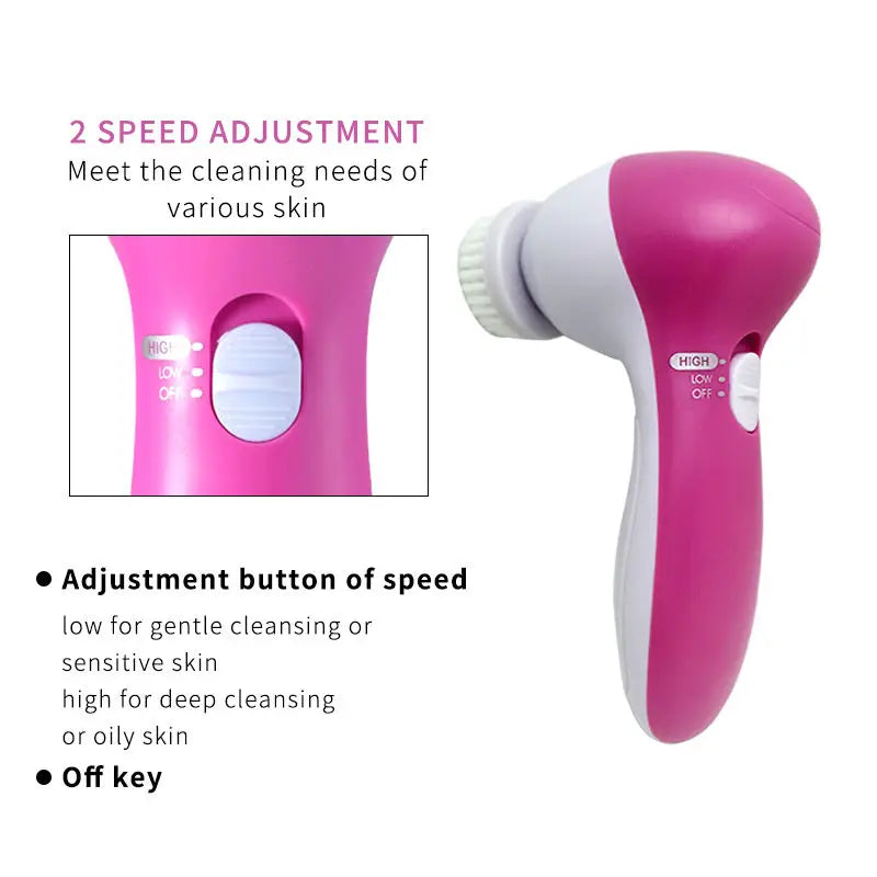 Elektryczna szczoteczka do twarzy 5w1 – oczyszczanie, masaż, wągry — Urządzenia beauty — EldoradoShop
