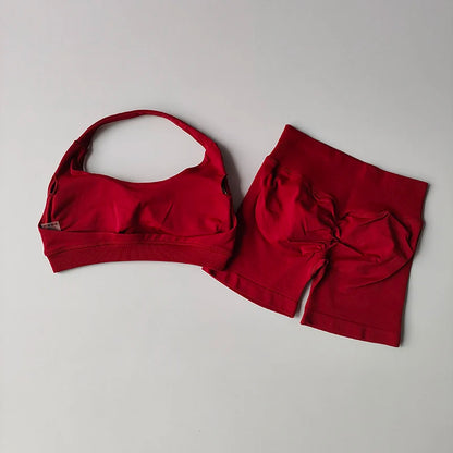 Sportowy komplet fitness – biustonosz i spodenki, wysoki stan — Szorty — EldoradoShop
