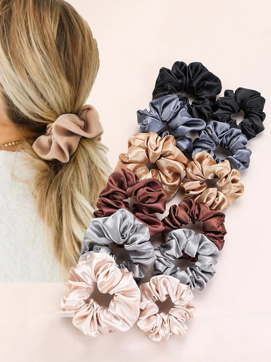 Gumki satynowe mix kolorów – zestaw 12 szt.