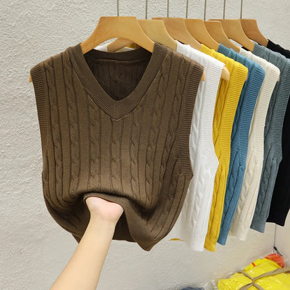 Bezrękawnik sweter V-neck – damski, klasyczny — Swetry — EldoradoShop