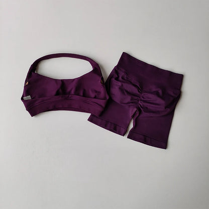 Sportowy komplet fitness – biustonosz i spodenki, wysoki stan — Szorty — EldoradoShop