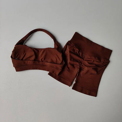 Sportowy komplet fitness – biustonosz i spodenki, wysoki stan — Szorty — EldoradoShop