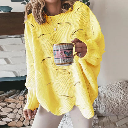 Ażurowy sweter oversize – kobiecy, jesienny