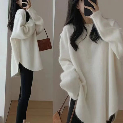 Sweter crop top – różne kolory, okrągły dekolt — Swetry — EldoradoShop