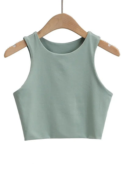 Letni top damski – slim fit, bez rękawów, okrągły dekolt — Topy — EldoradoShop